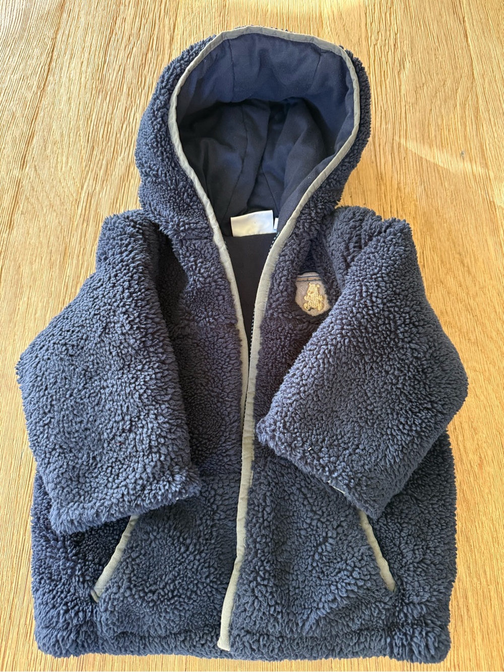 Bon Bebe Cozy Navy Sherpa Hooded Jacket for Kids